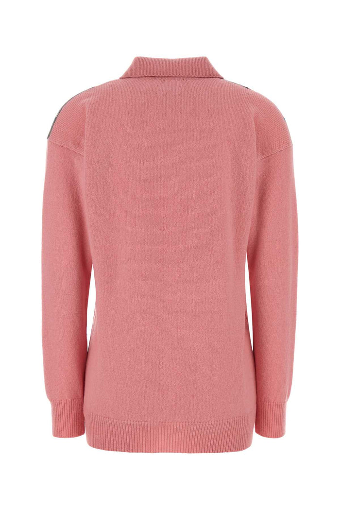 Pink Wool Polo Shirt Bubblegum Exterior