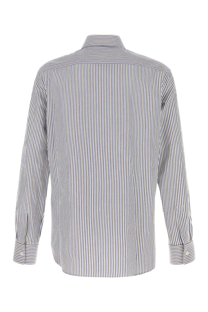 Embroidered Cotton Blend Shirt Bluered Exterior: Linen Camicie