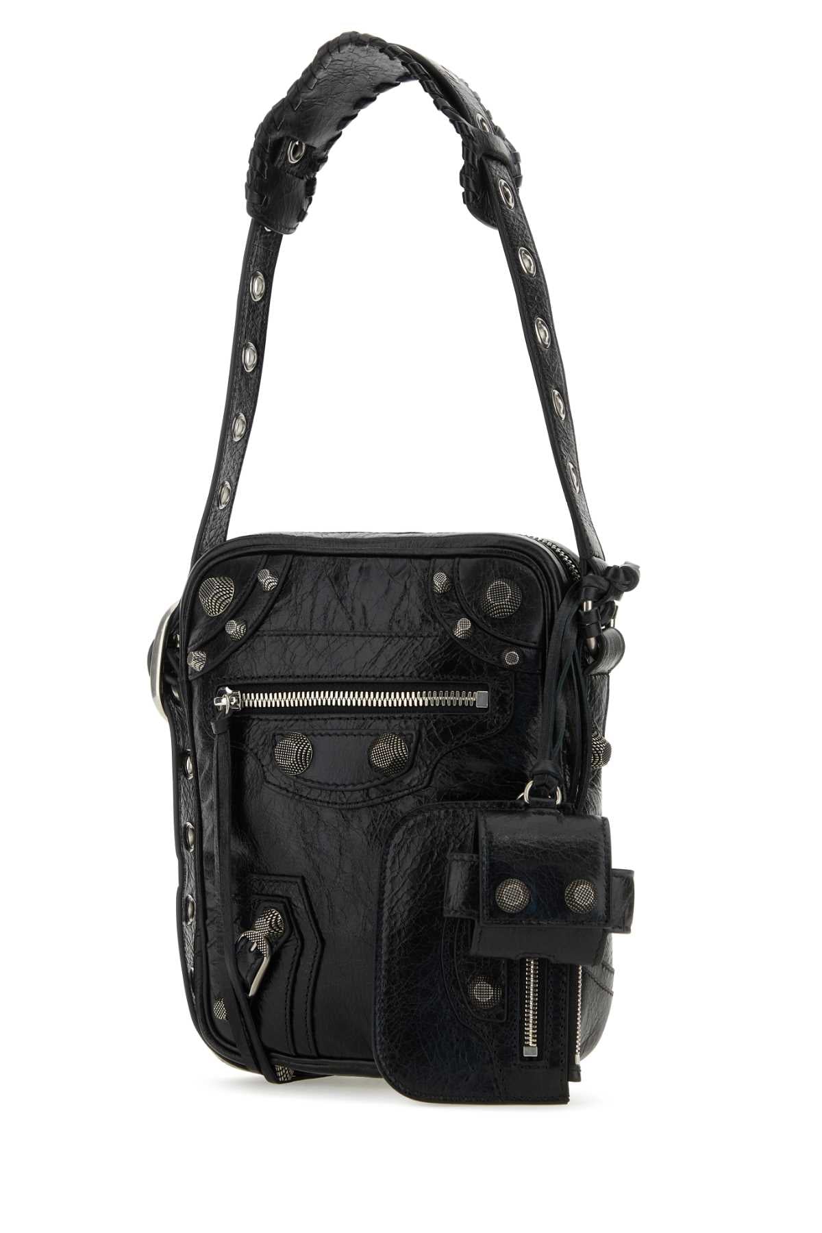 Black Leather Le Cagole Men Crossbody Bag 1000 P Domesticated Lamb Borse A Tracolla