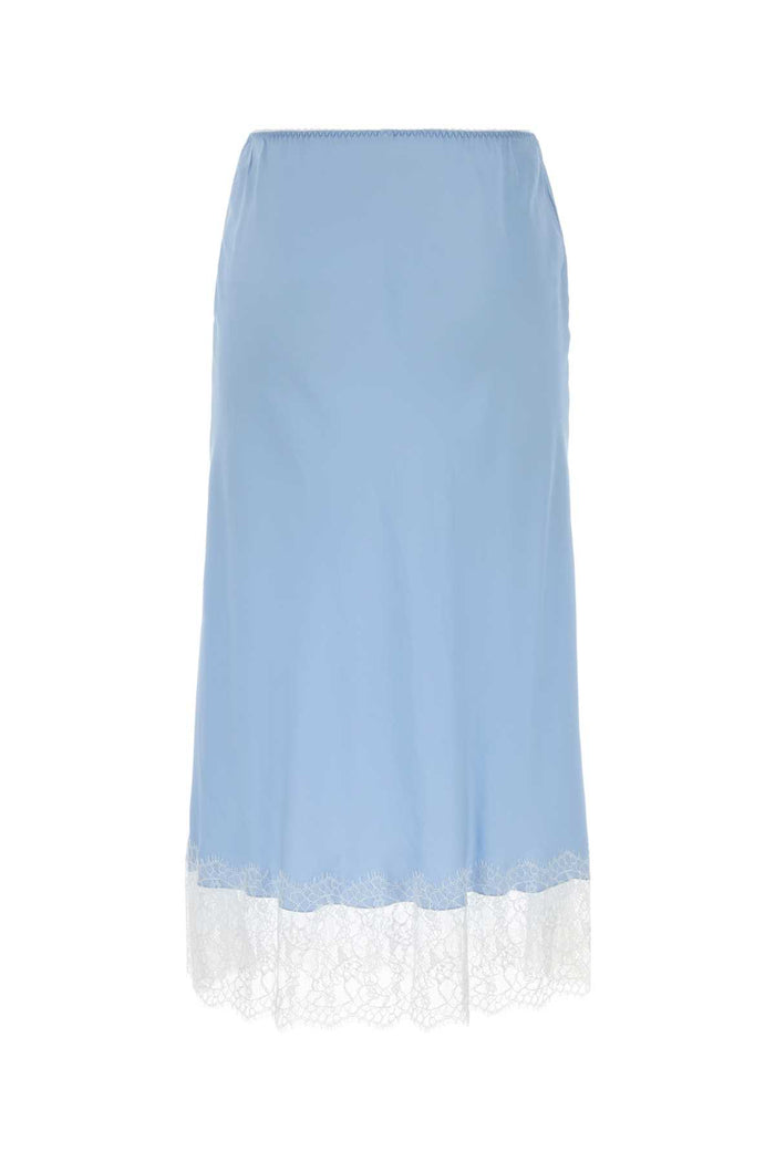 Light-Blue Satin Skirt Azzurro Exterior: Acetate Silk Gonne