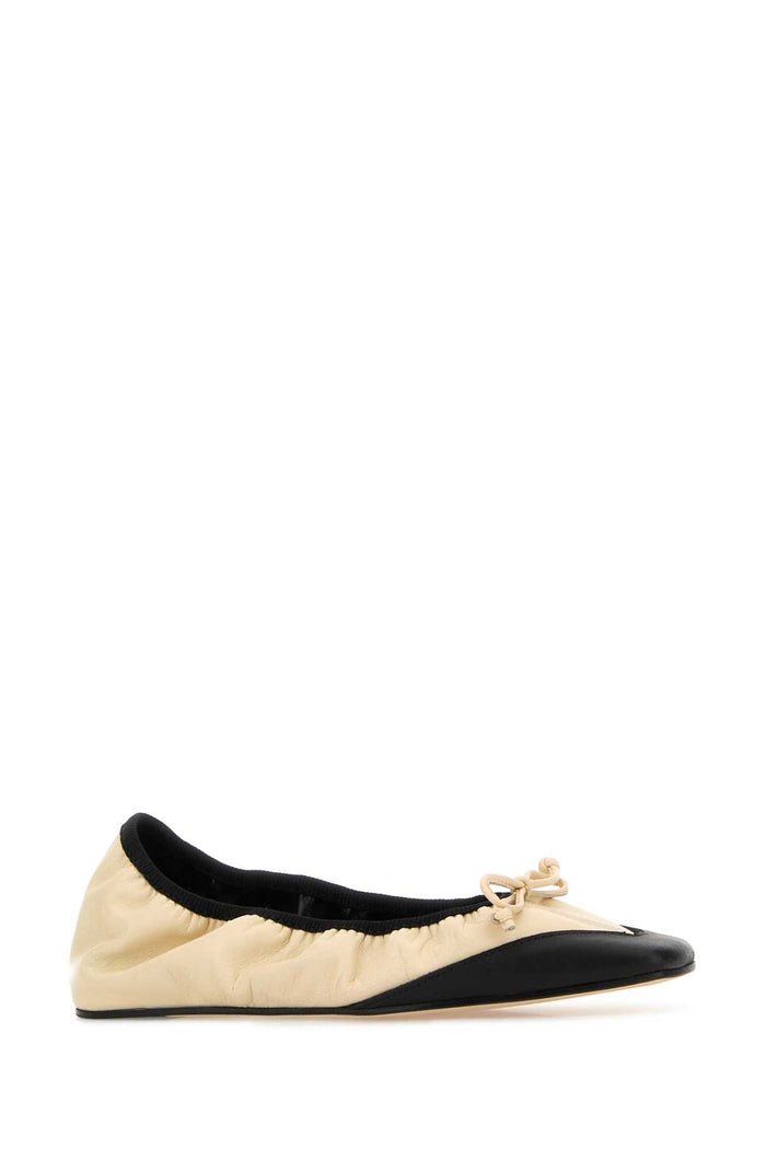 Ivory Nappa Leather Camilla Ballerinas Cream & Black Ballerine