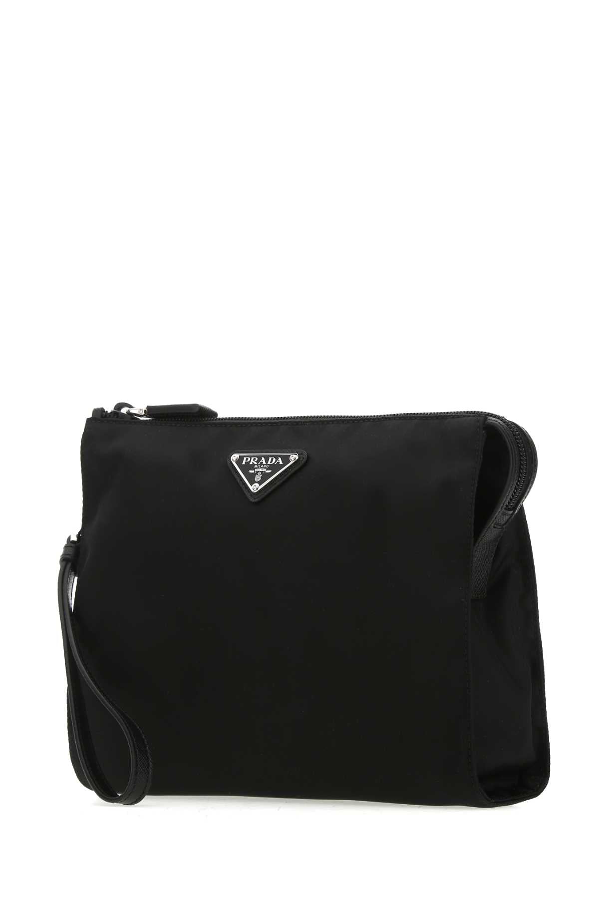 Black Re-Nylon Clutch Nero Poliammidericiclata-vitello