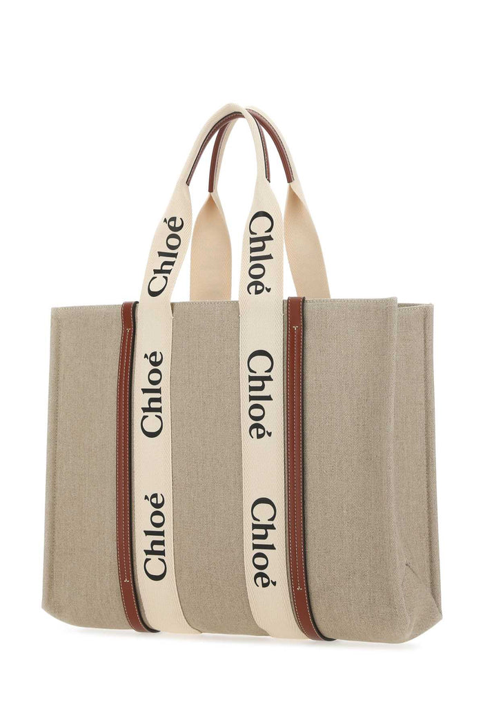 Two-Tone Canvas Large Woody Shopping Bag 90u Borse A Mano