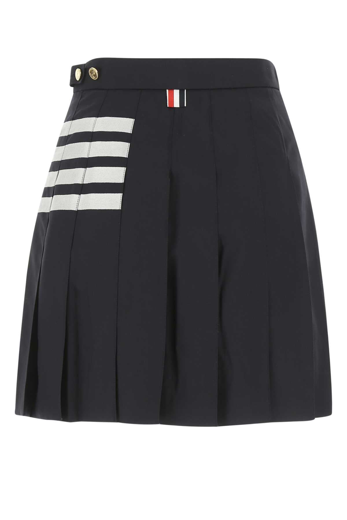 Navy Blue Wool Mini Skirt Self Lining Cupro Gonne