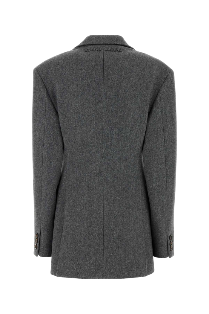 Dark Grey Wool Blazer Ematite Giacche E Gilet
