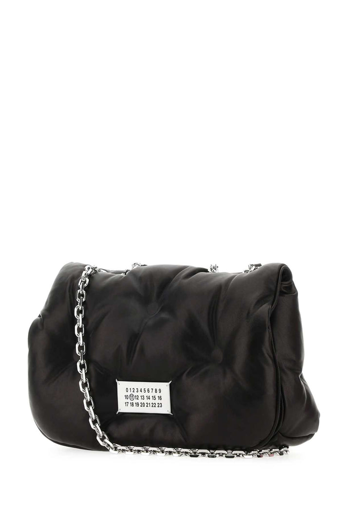 Black Nappa Leather Medium Glam Slam Shoulder Bag T8013 Borse A Tracolla