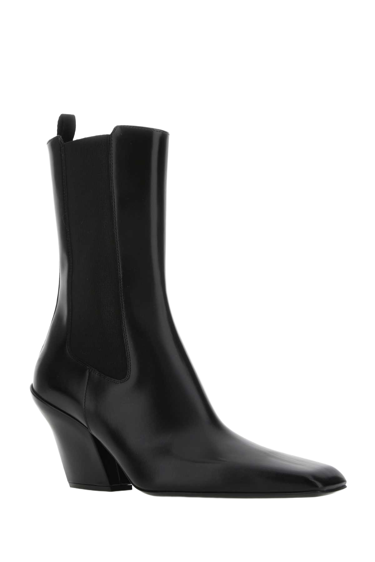 Black Leather Ankle Boots F0002 Stivali