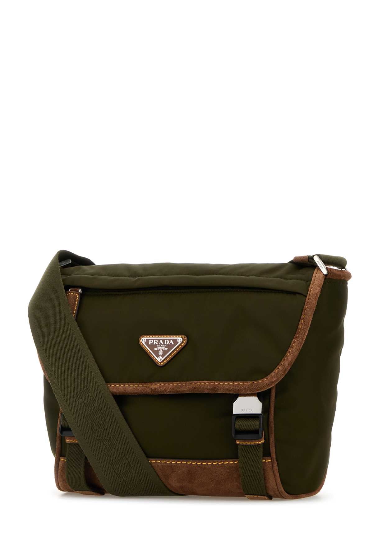 Olive Green Re-Nylon Crossbody Bag Muschiocacao Poliammidericiclata-vitello Borse A Tracolla