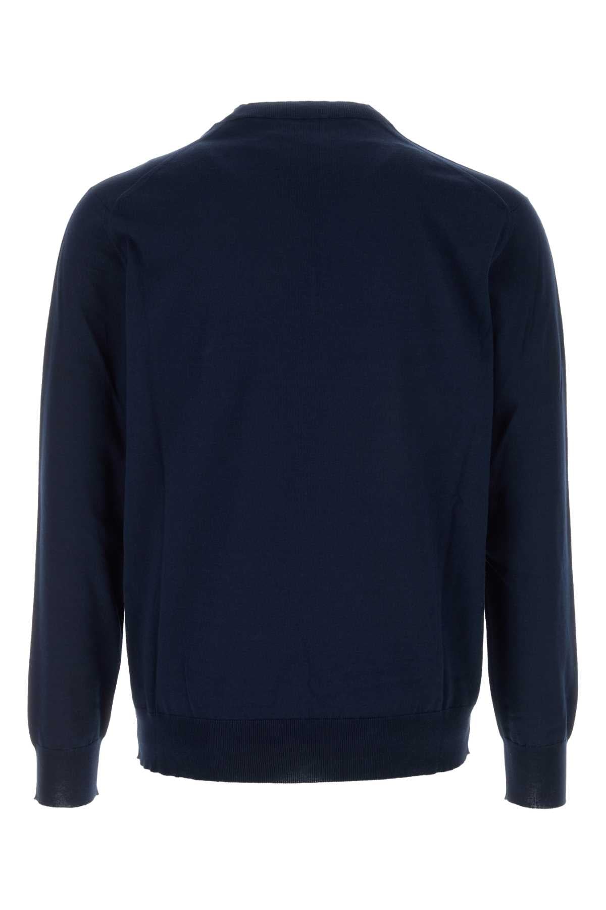 Midnight Blue Cotton Sweater Bleu Exterior: Maglieria