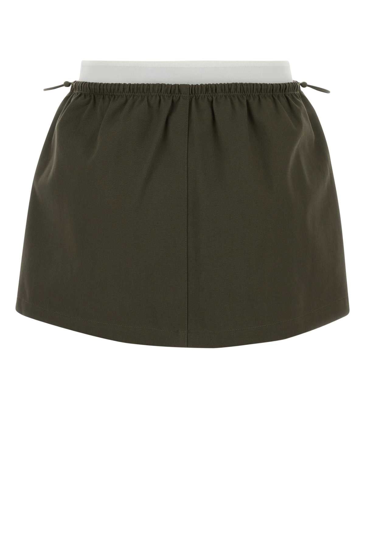 Olive Green Cotton Mini Skirt Armygreen Exterior: Gonne