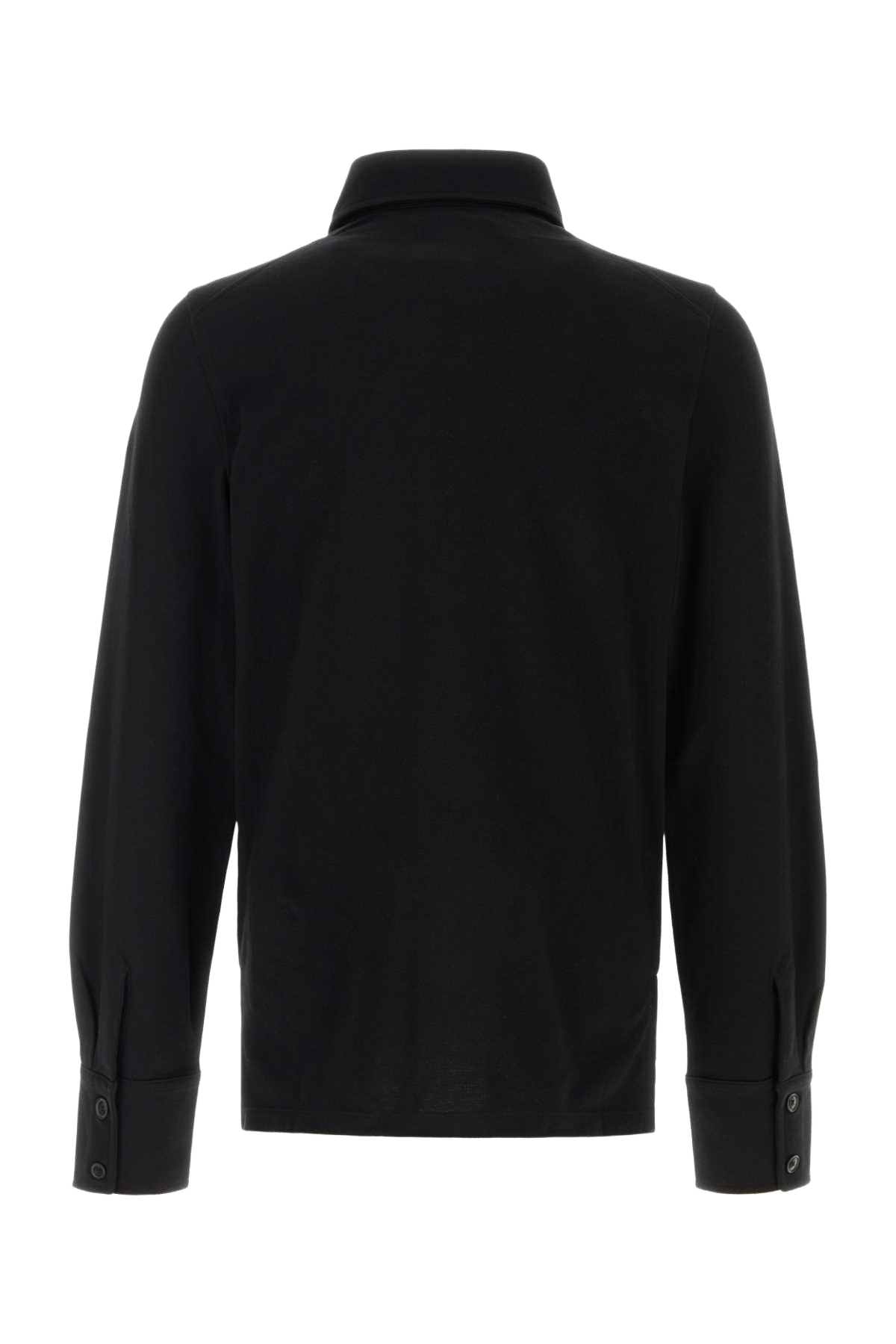 Black Piquet Polo Shirt Exterior: Cotton