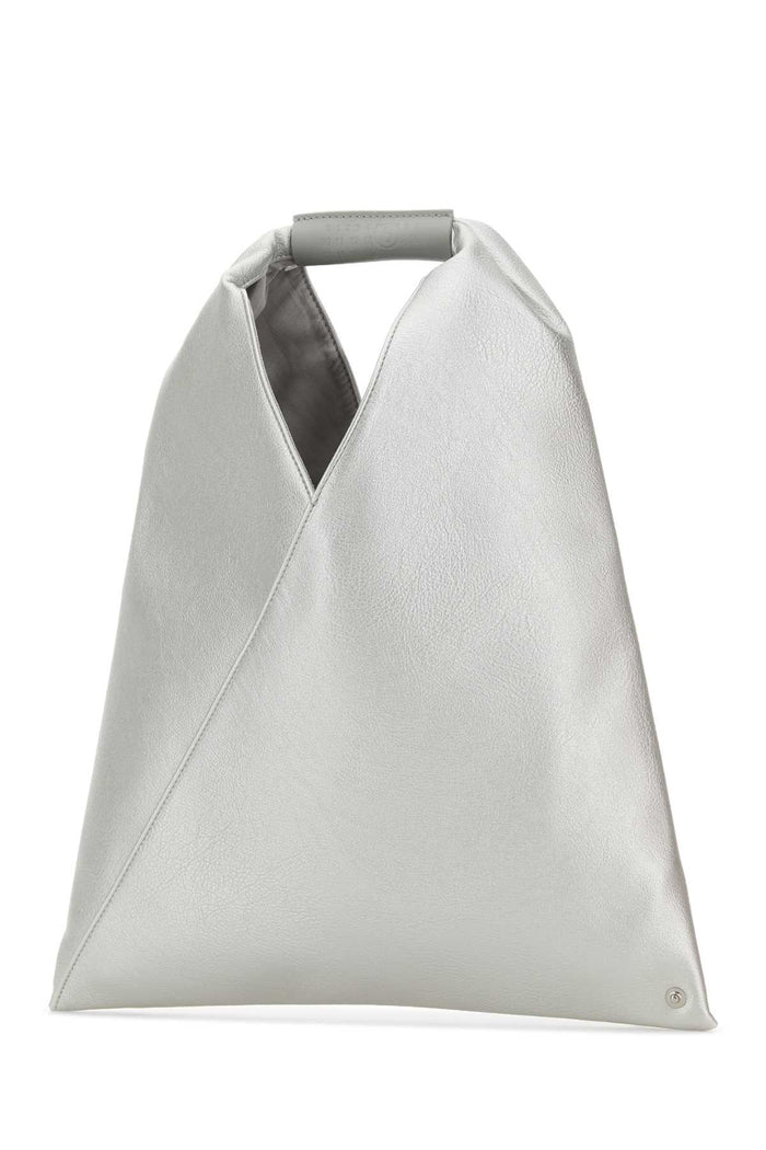 Silver Synthetic Leather Japanese Handbag Poliuretanica Borse A Mano