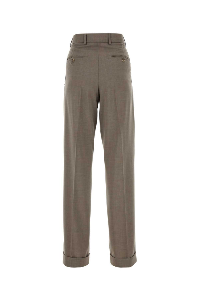 Cappuccino Wool Ferito Pant Tortora Exterior: Virgin Pantaloni