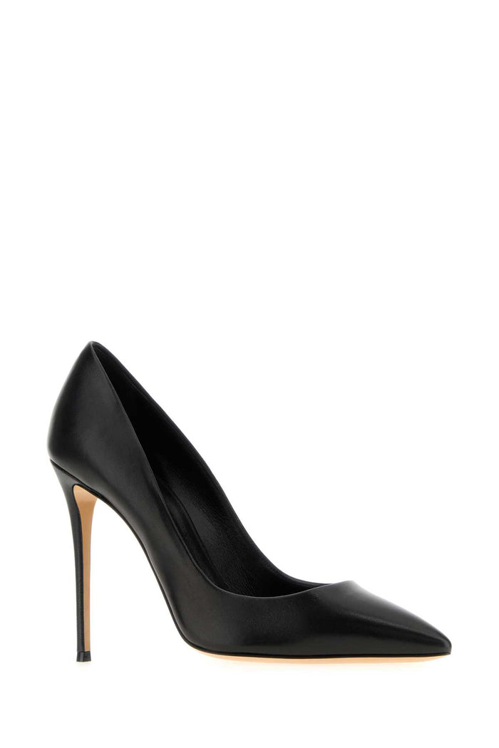 Black Leather Julia Pumps Nero Scarpe Con Tacco
