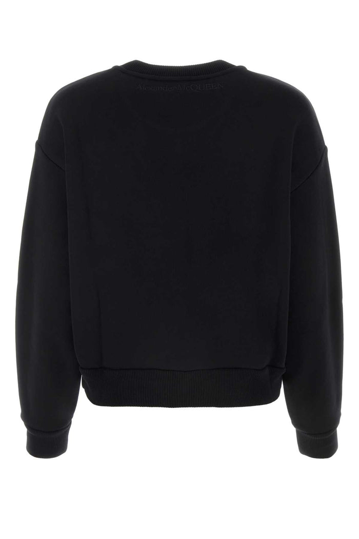 Black Cotton Sweatshirt White Exterior: Felpe