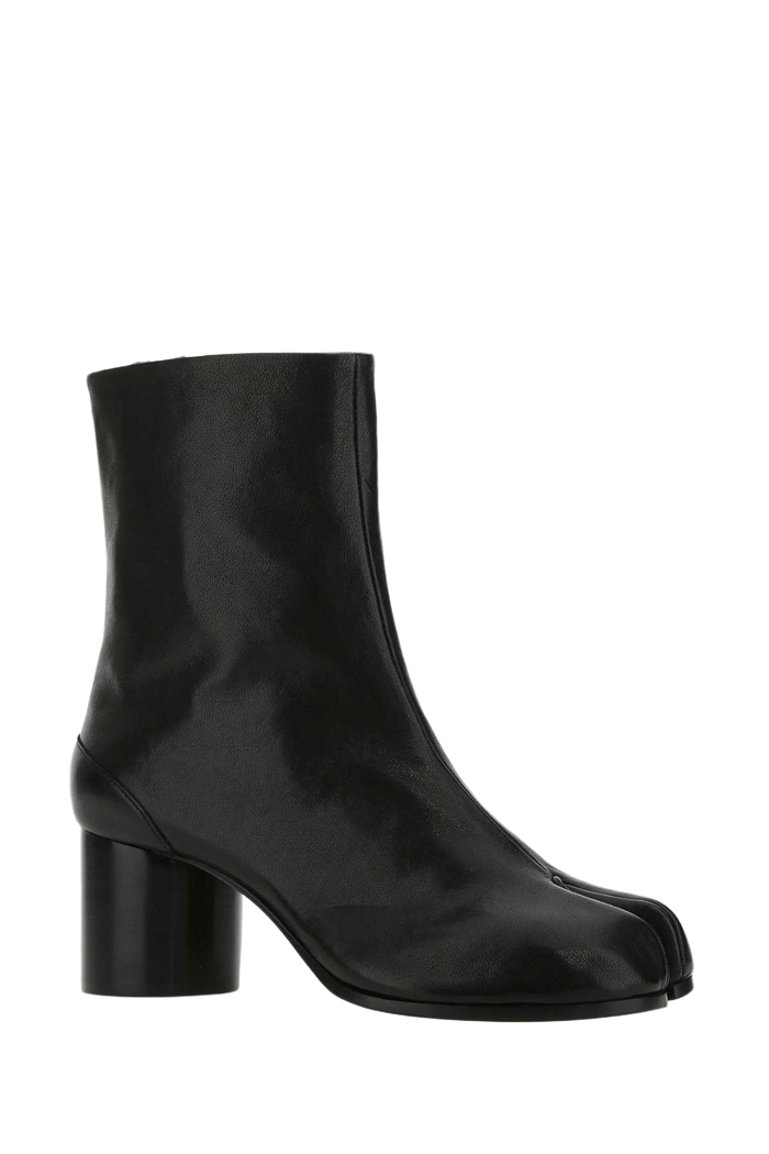 Black Leather Tabi Ankle Boots T8013 Stivali
