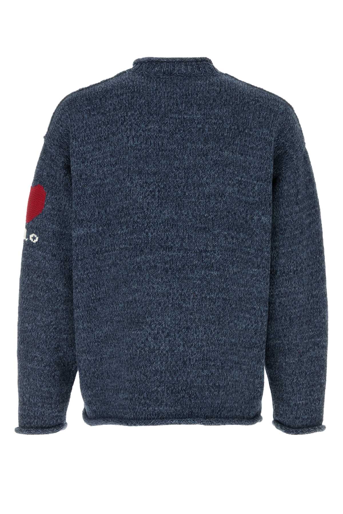 Melange Blue Cotton Oversize Sweater Bluemarl Exterior: Maglieria