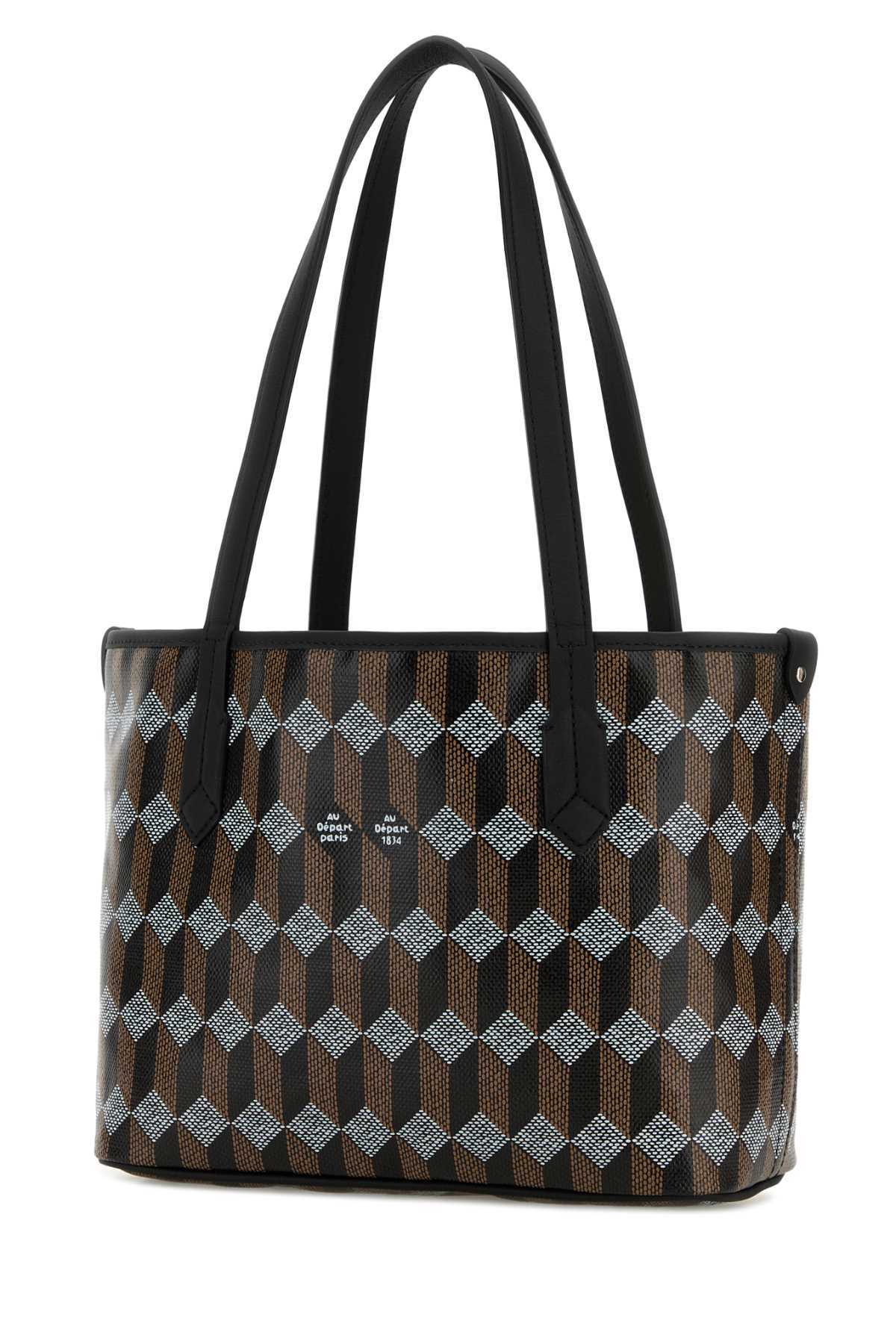 Printed Canvas Tote No.28 Shopping Bag Noirnoir Calf Leather & Coated Borse A Mano