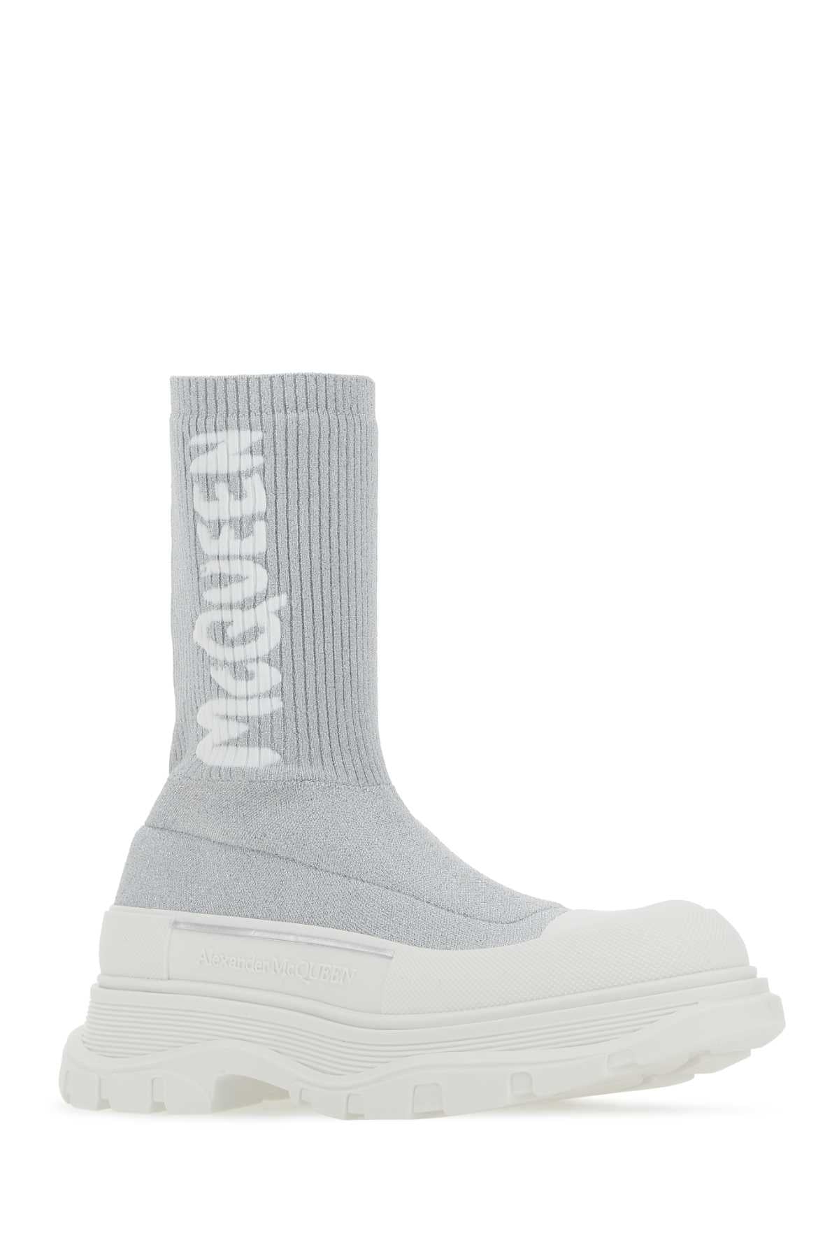 Grey Stretch Nylon Tread Slick Sneakers 8291