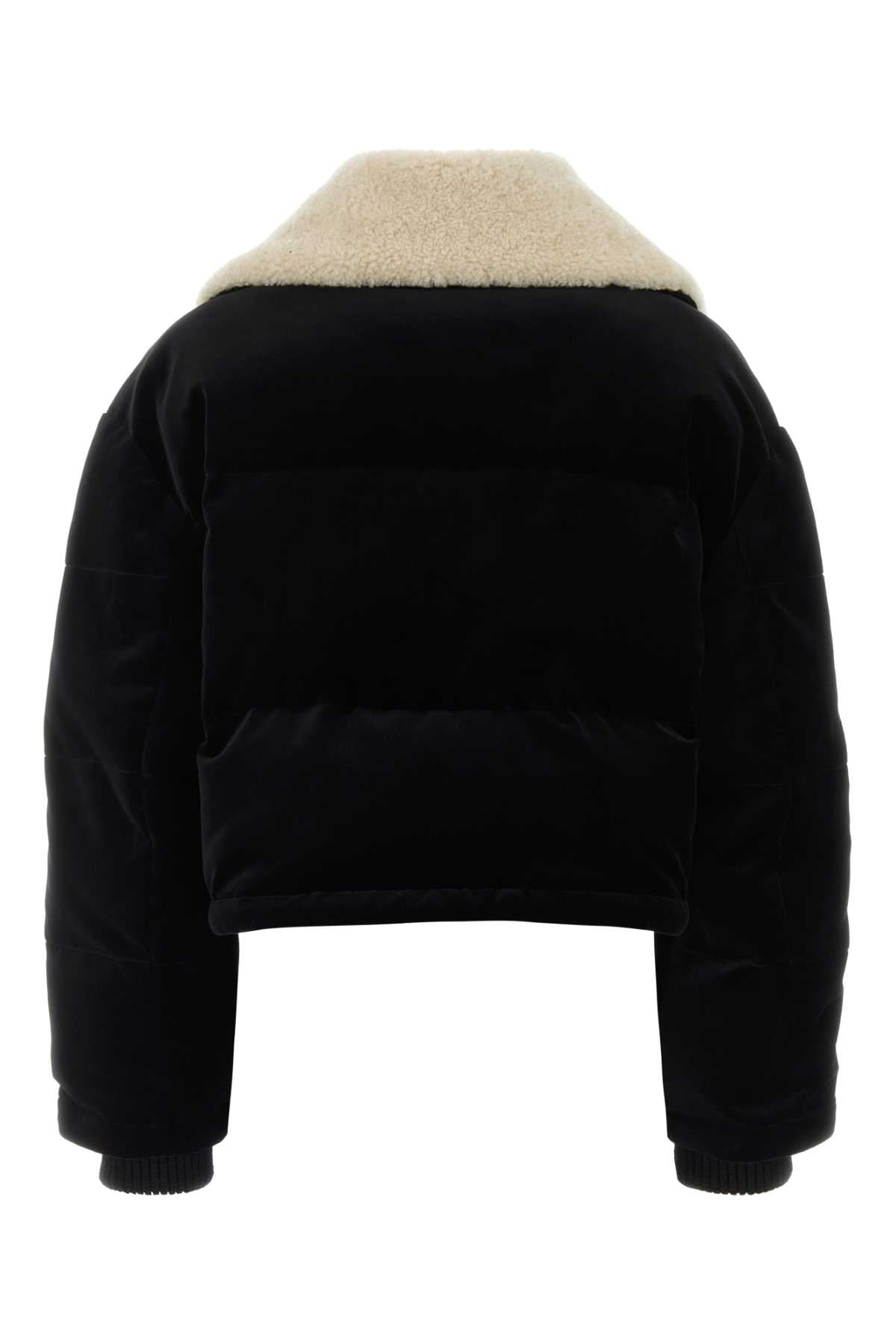 Black Velvet Padded Jacket Blackblackblack Cotton Mix Giubbini