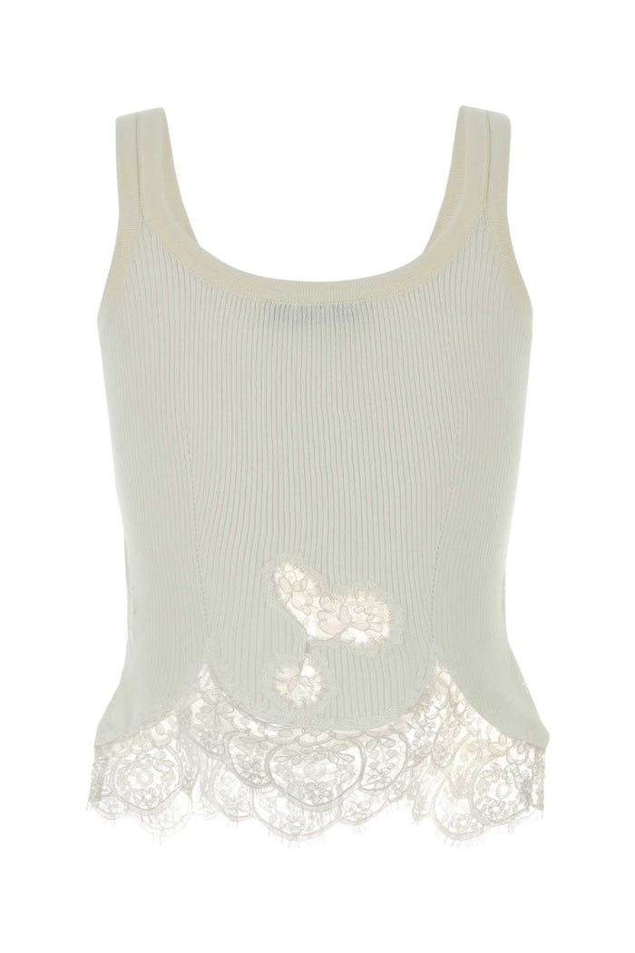 White Cotton Tank Top Bianco Maglie