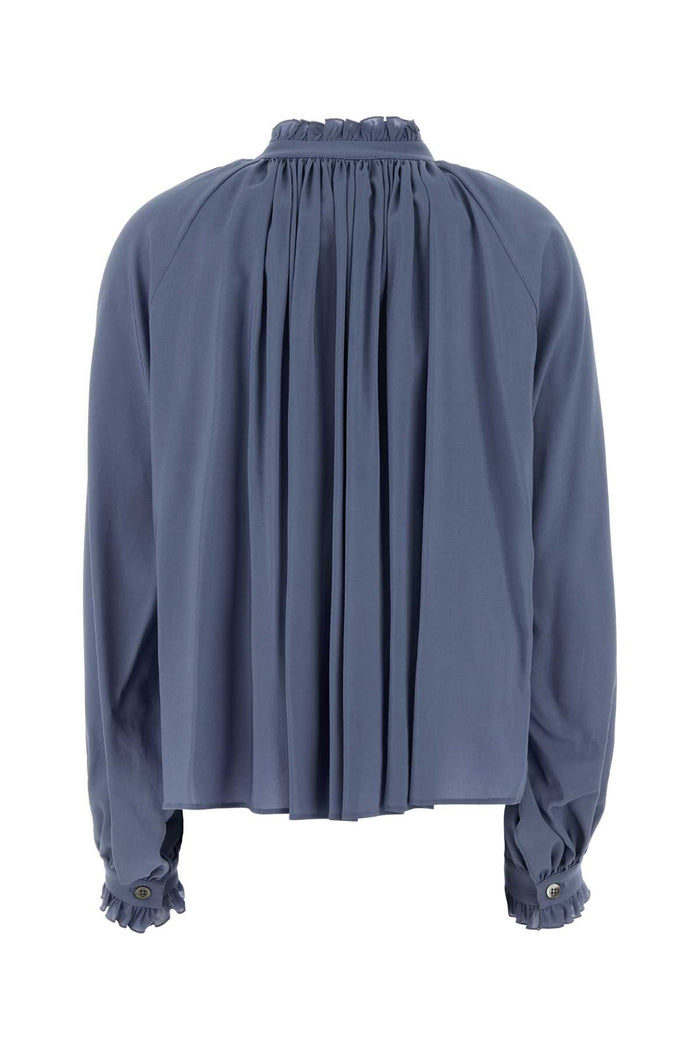 Tw6sbl130stdic23 0330 Azzurro Grigio Exterior: Viscose Elastane Camicie
