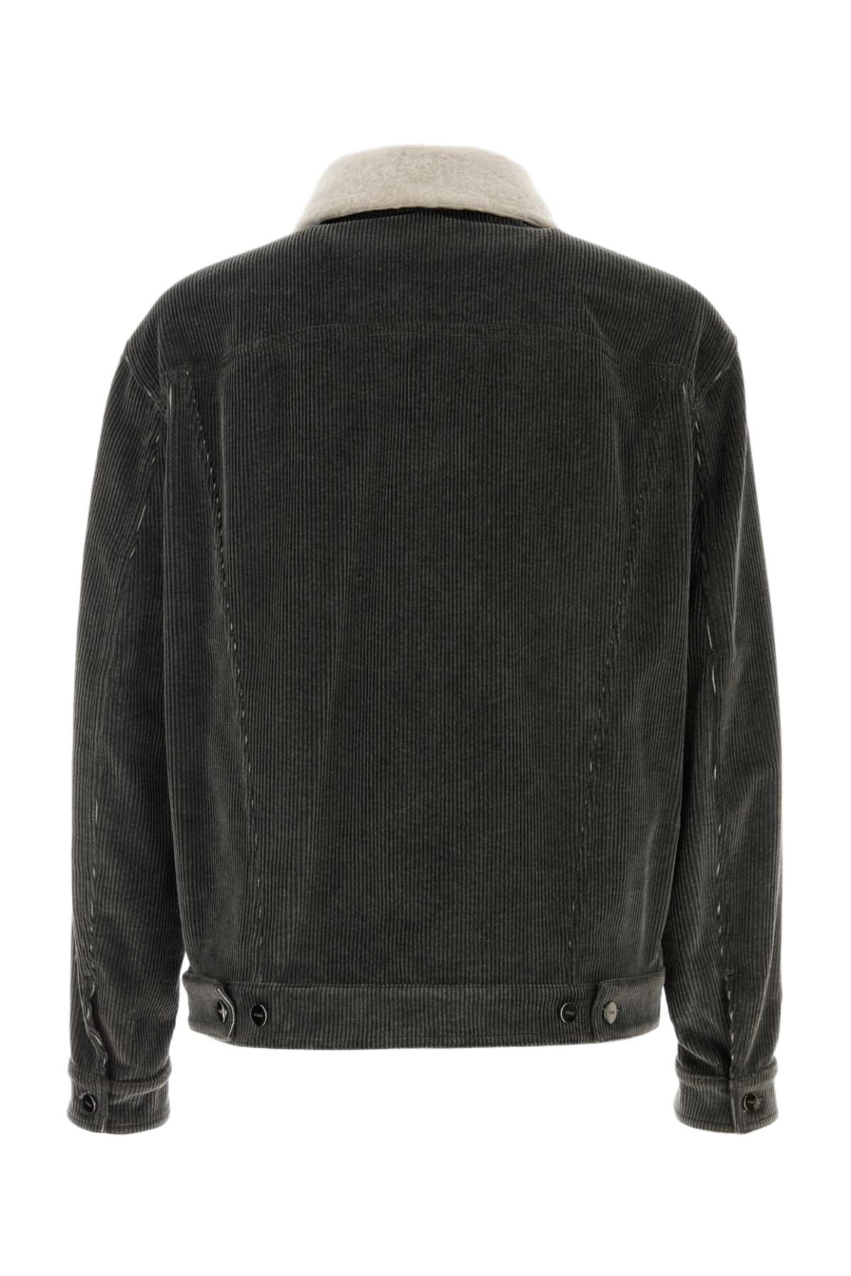 Dark Grey Velvet Jacket Ardesia Exterior: Cotton Giacche E Gilet