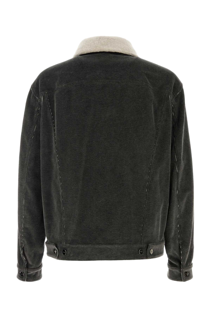 Dark Grey Velvet Jacket Ardesia Exterior: Cotton Giacche E Gilet