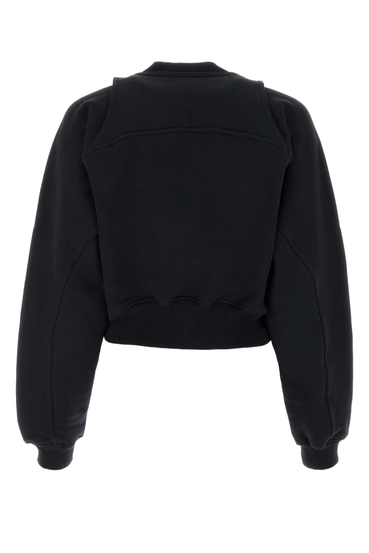 Black Cotton Sweatshirt Blackwhit Exterior: Felpe