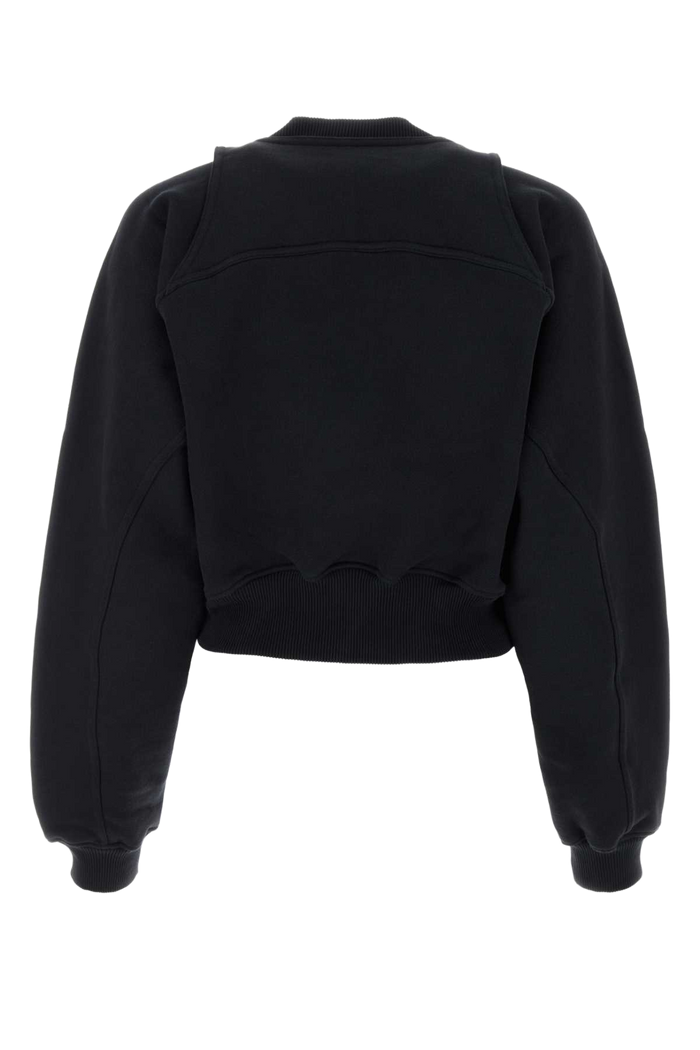 Black Cotton Sweatshirt Blackwhit Exterior: Felpe