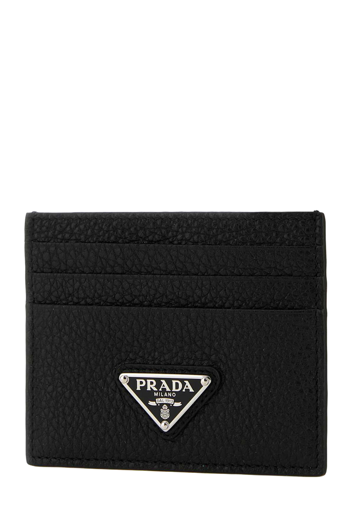 Black Leather Card Holder Nero Vitello Portafogli