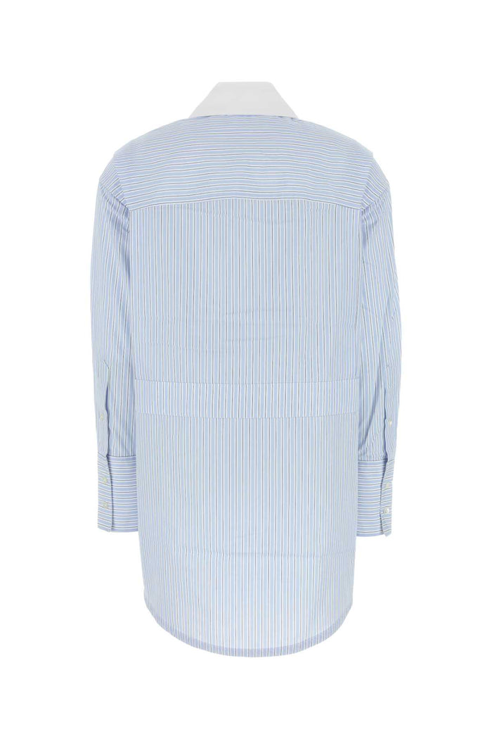 Embroidered Poplin Oversize Shirt Bluestripe Exterior: Cotton Camicie