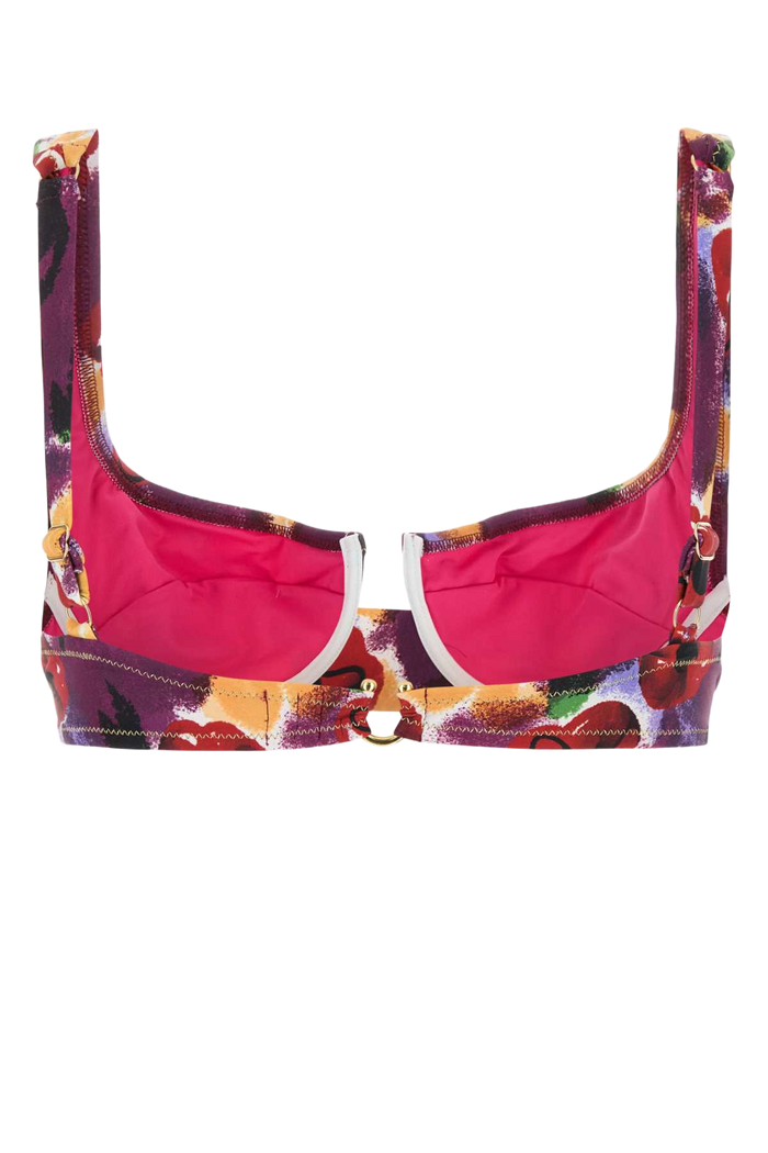 Printed Stretch Nylon Brigitte Bikini Top Portorafael Costumi Da Bagno