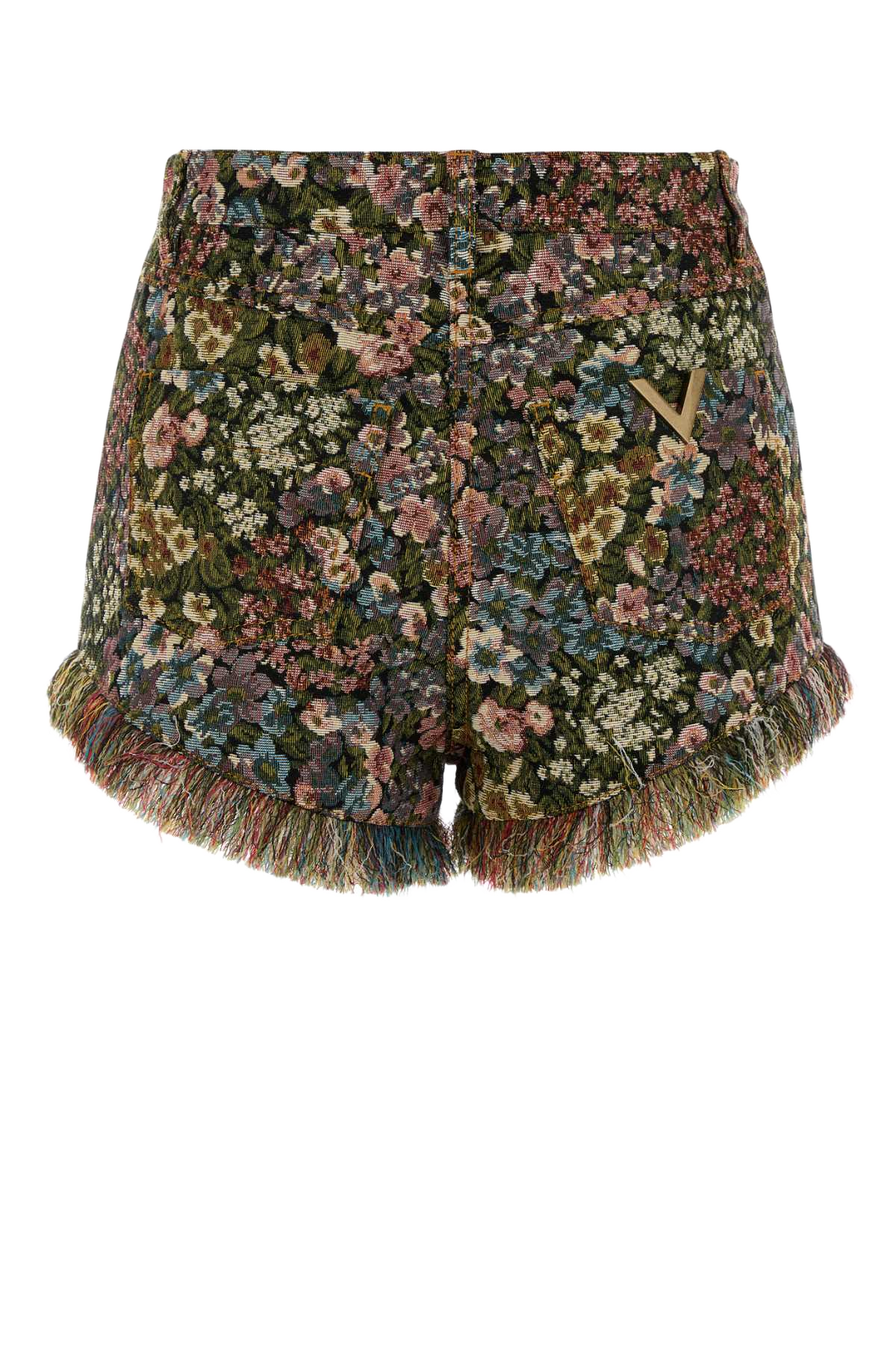 Embroidered Canvas Shorts Neromulticolor Polyester Cotton