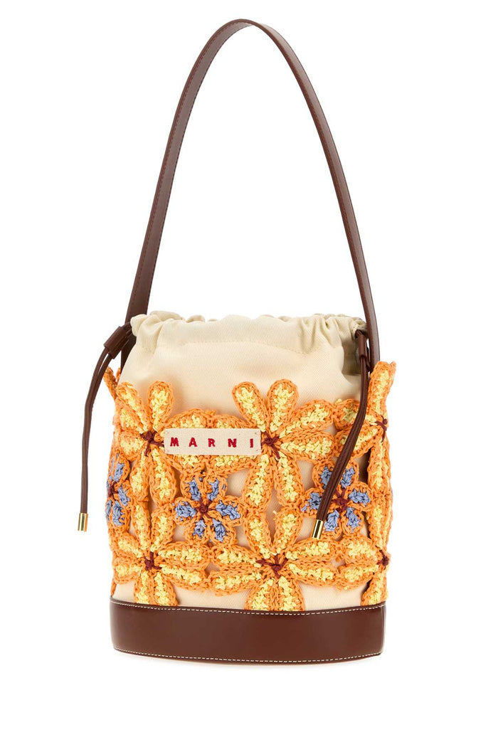 Embellished Canvas Bucket Bag Vanillacarrotwildcherryshadowmoka Borse A Secchiello