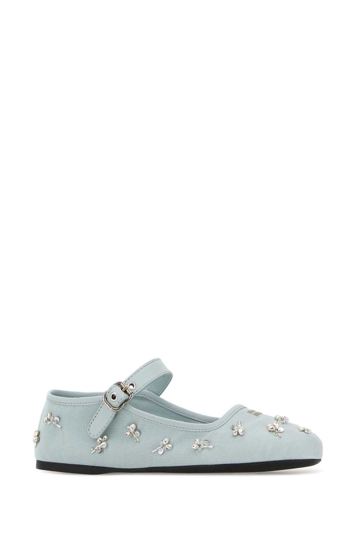 Pastel Light Blue Drill Ballerinas Linfa Ballerine