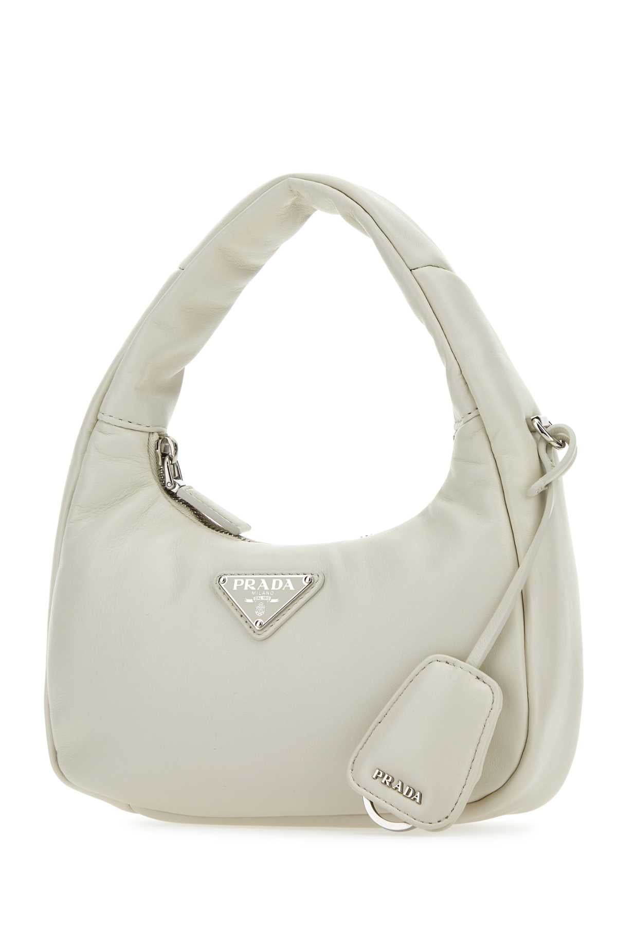 Chalk Nappa Leather Mini Prada Soft Handbag Bianco Agnello Borse A Mano