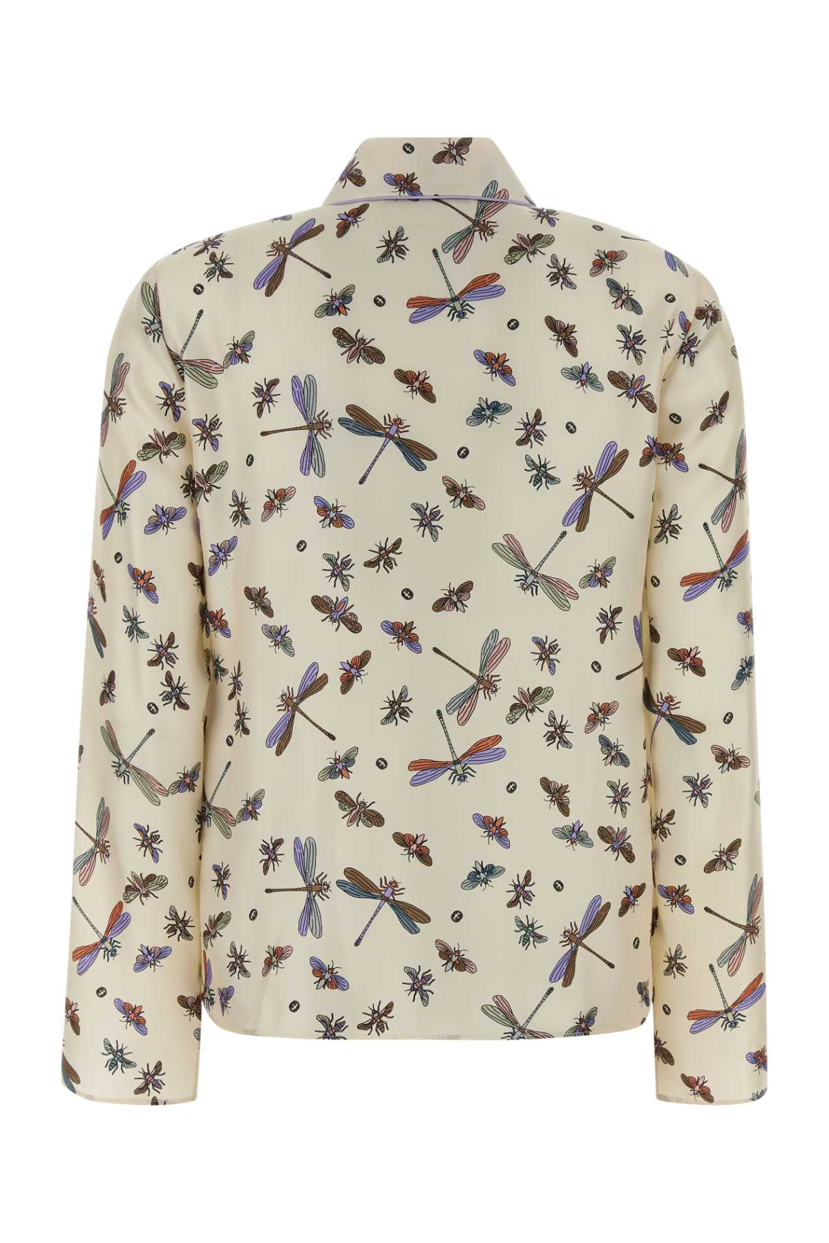 Printed Twill Shirt Ivorybrownmc Exterior: Silk Camicie