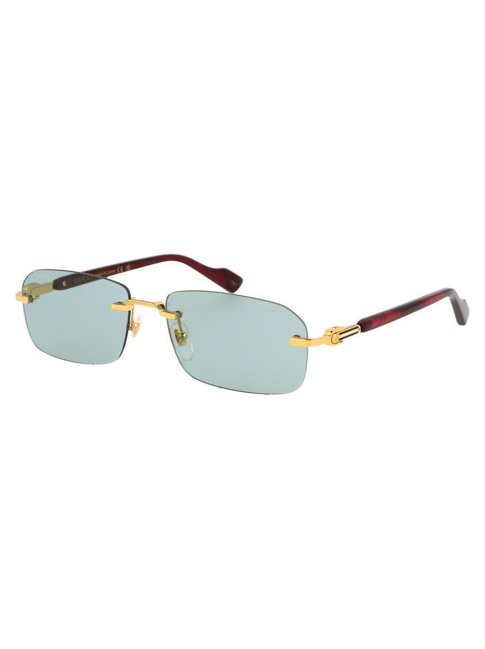 003 Gold Burgundy Green Metal Sunglasses