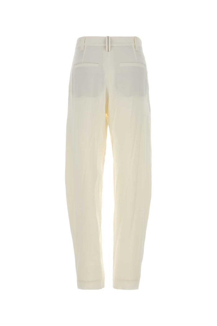 White Crepe Pant C600 Exterior: Silk Pantaloni