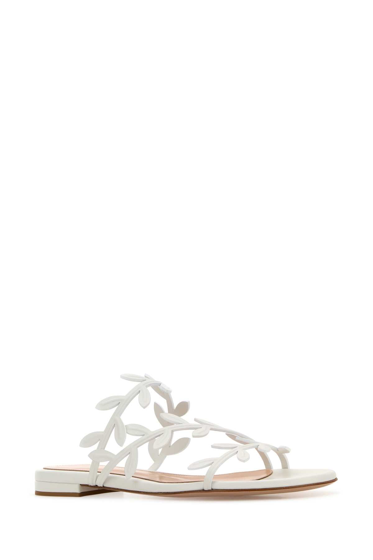 White Nappa Leather Flavia Slippers Whitebian