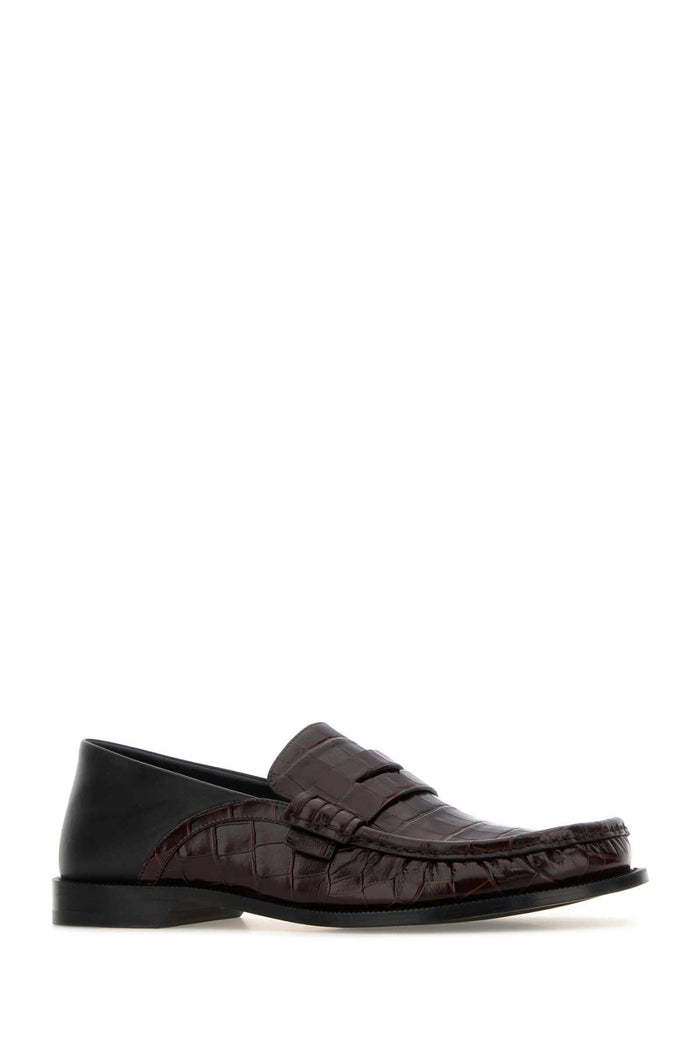 Two-Tone Leather Campo Loafers Darkbrownblack Mocassini