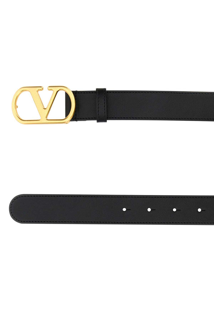 Black Leather Vlogo Belt Nero Calf - Bos Taurus Cinture