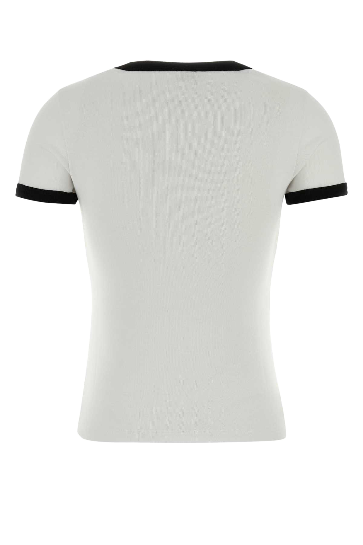 White Stretch Cotton T-Shirt Exterior: Elastane