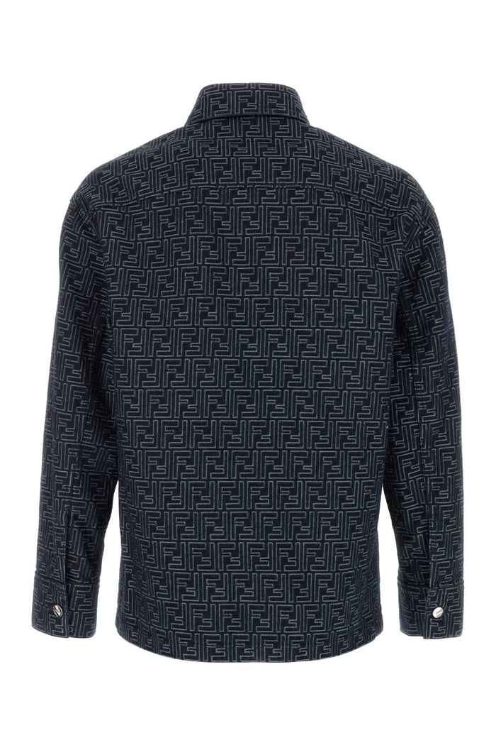 Embroidered Denim Jacket Indigo Exterior: Cotton Giubbini