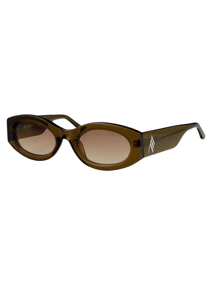 Berta Olive/silver/mustardgrad Acetate Sunglasses