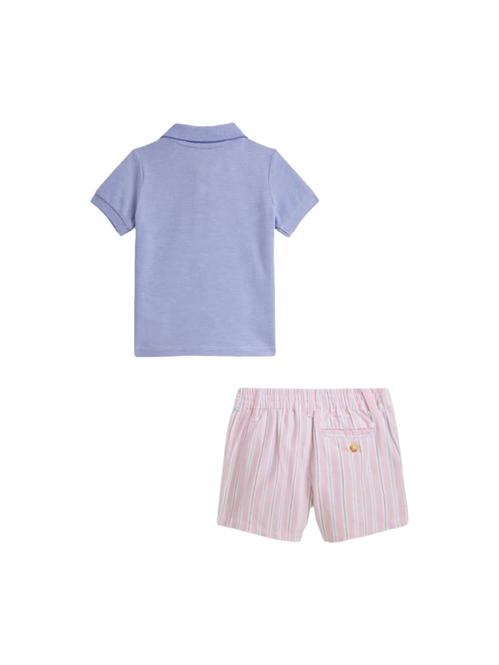 Polo Shirt Set With Shorts Blue Cotton Sets