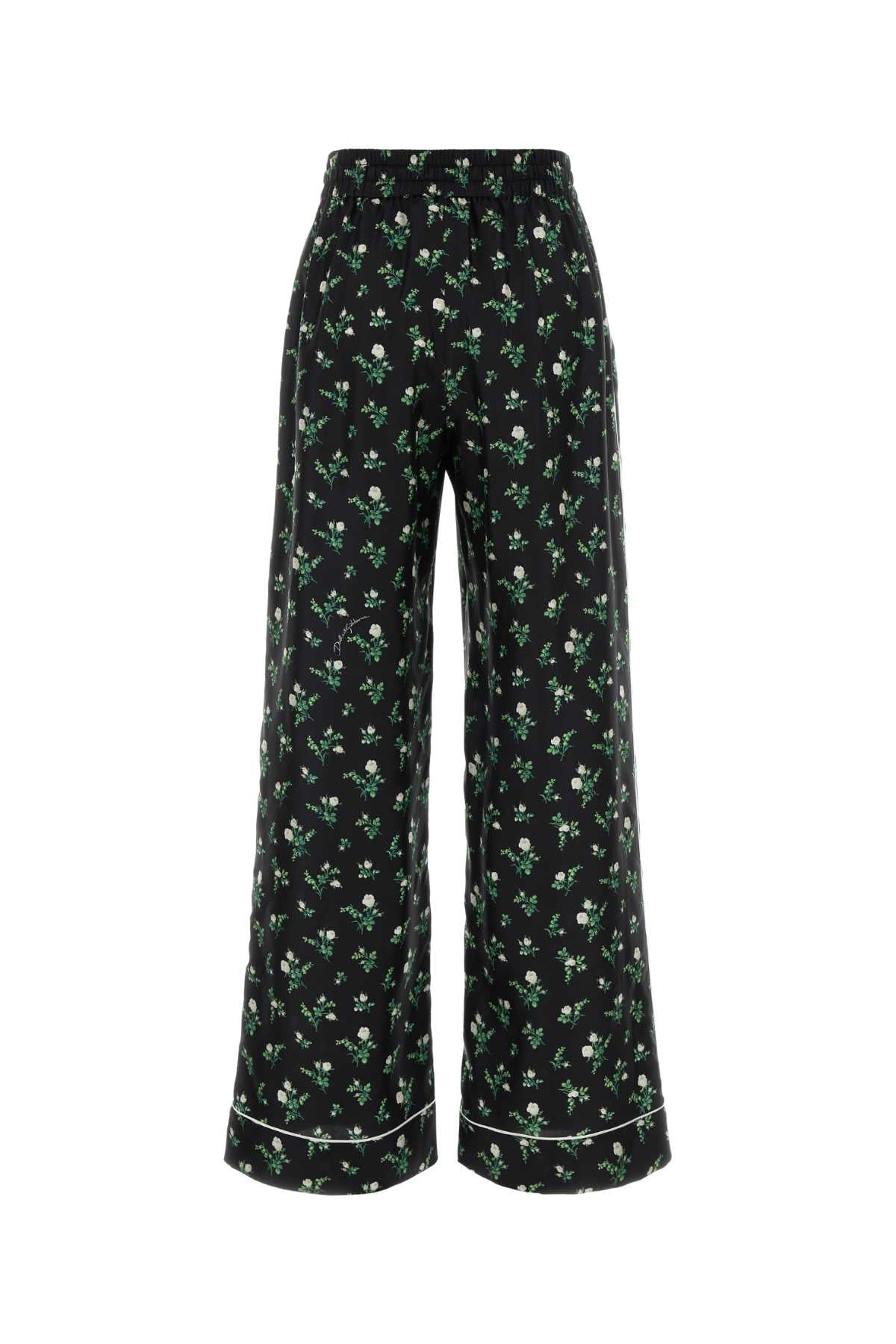 Printed Satin Pant Rosmughbcofnero Exterior: Silk Pantaloni