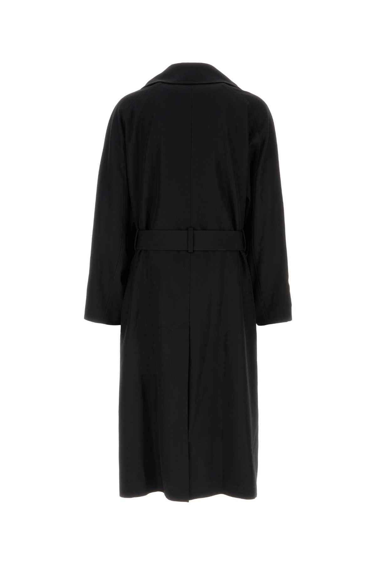 Black Gabardine Trench Coat Noir