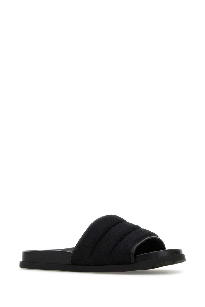Black Gg Fabric Slippers Blackblack
